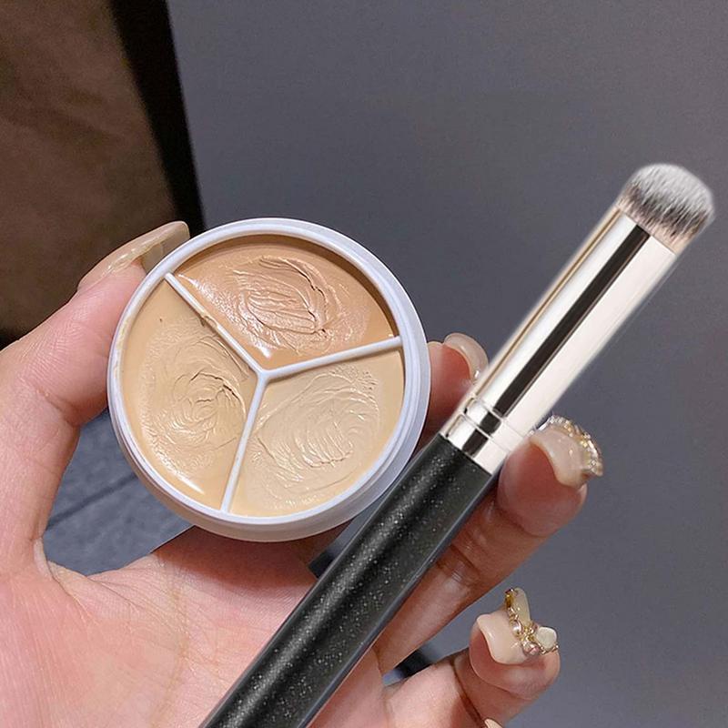 3 Color Concealer Palette With Brush Cream Texture Concealer Dark Spots