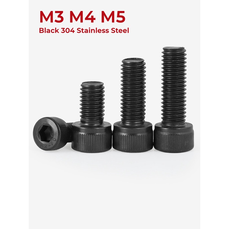 M3 M4 M5 DIN912 Black 304 Stainless Steel A2-70 Cup Head Hexagon Hex ...