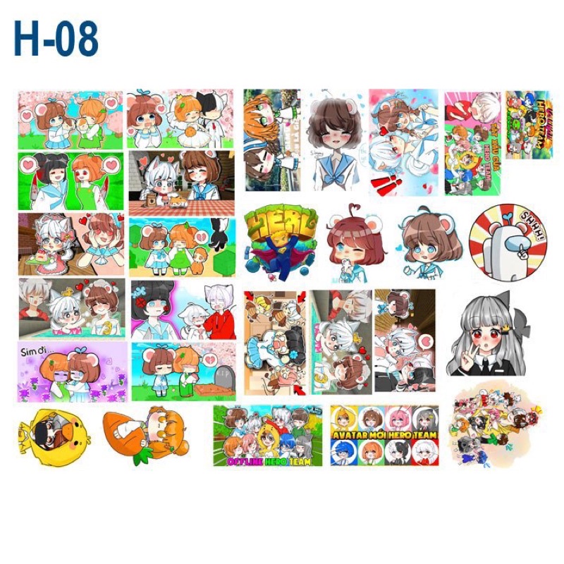 Sticker hero team minecraft 30-60 different silk pressed images ...