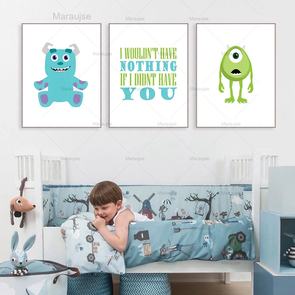 Monsters Inc Wall Art Monster Nursery Kids Posters And Prints Wall Art