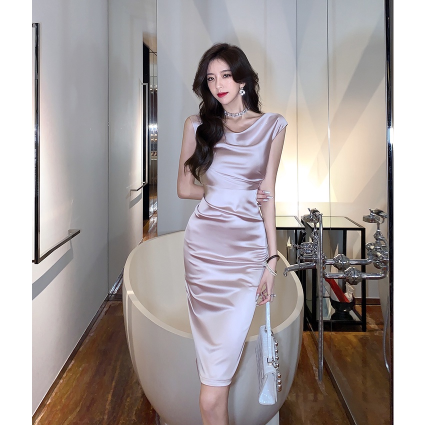 Skinny Dress One-Piece Design Celebrity Elegant Woman Wrap Buttocks ...
