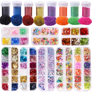 6pcs/set Christmas Holographic Glitter Sequins Champagne Silver Chunky  Glitter Nail Art Sequins Xmas Girl Manicure Glitter