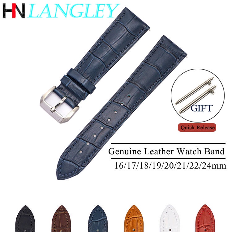 Top Layer Cowhide Genuine Leather Watch Band Quick Release Straps 16mm ...