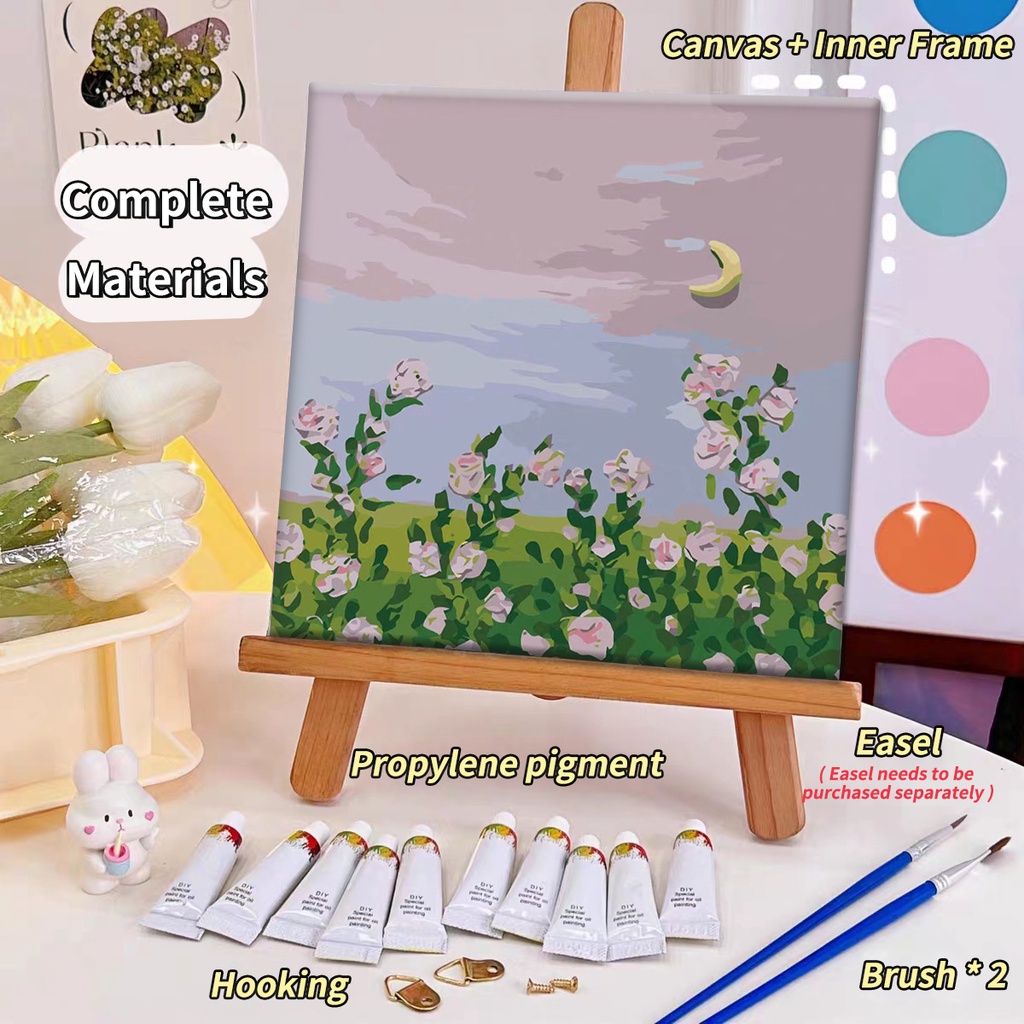 Digital Oil Paint By Numbers Canvas Framed Painting DIY 20*20cm Living ...