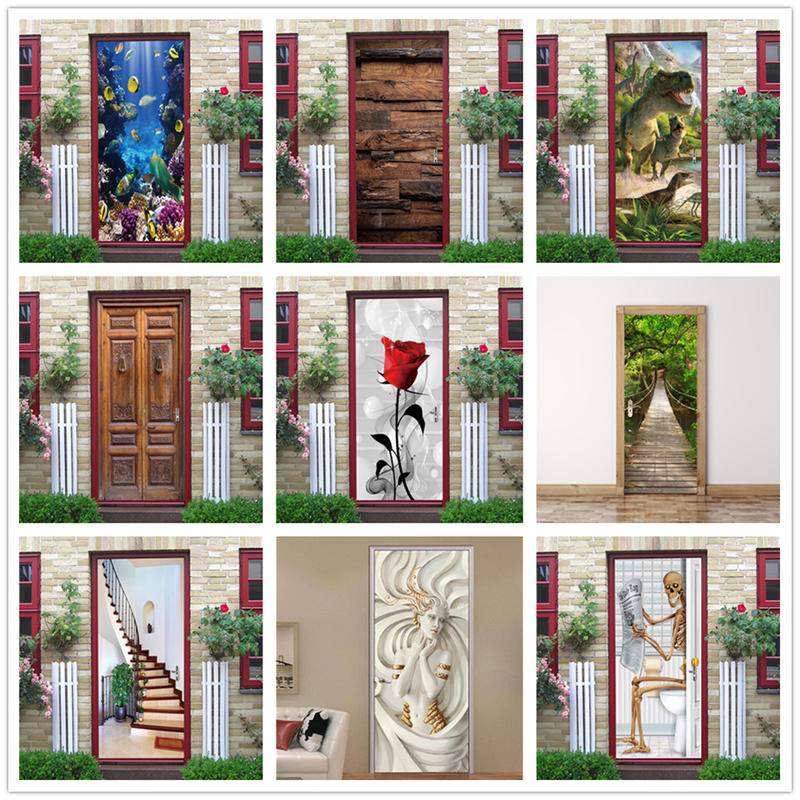 Custom Bathroom Door Wallpaper Peel and Stick Sticker Home Design