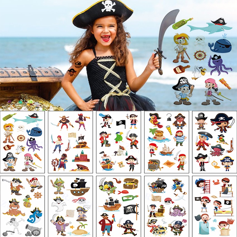 Temporary Tattoo Stickers Pirate Stickers Kids Tattoo Kit Hand Face ...