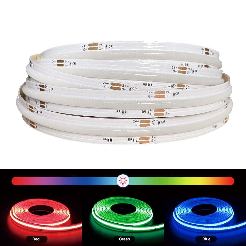 5meter DC12V DC24V RGB COB LED Strip Light 756Leds/M High Brightness ...