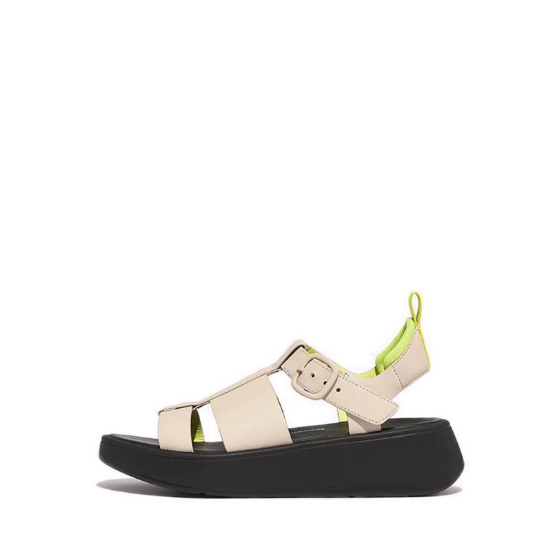 Fitflop F-Mode Neon-Pop Leather Flatform Fisherman Sandals - Stone ...