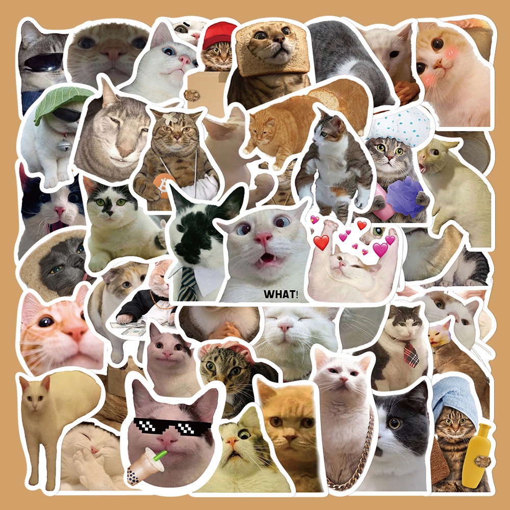 Stickers 50Pcs/Set DIY Fashion Waterproof [Funny Cats Emoji Series 01 ...