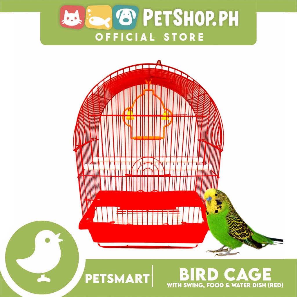 Bird Cage with Swing Food and Water Dish 1000 Red Color 30cm x 23cm x 40cm Shopee Philippines