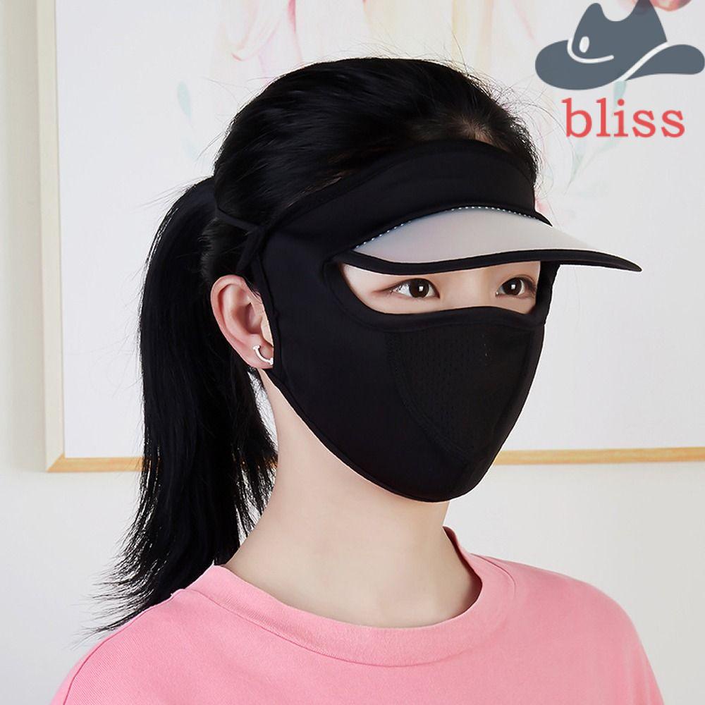 BLISS Summer Sunscreen Mask Thin Sun Protection Face Cover Sunscreen Veil With Brim Solid Color