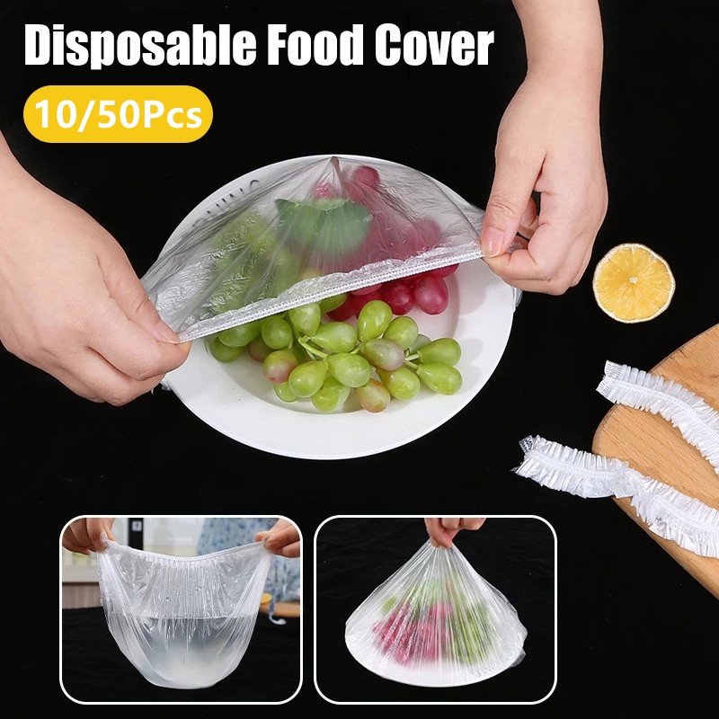E-Basic] - 100pcs Disposable Plastic Food Cover Wrap Jamaica - Foto 9