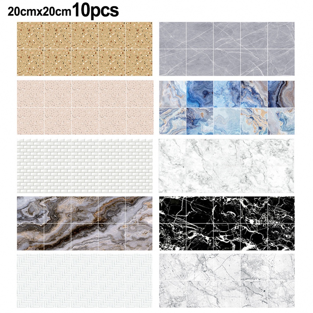 Tile Stickers Simulation Marble Tile Sticker 20x20 Cm Bathroom Walls