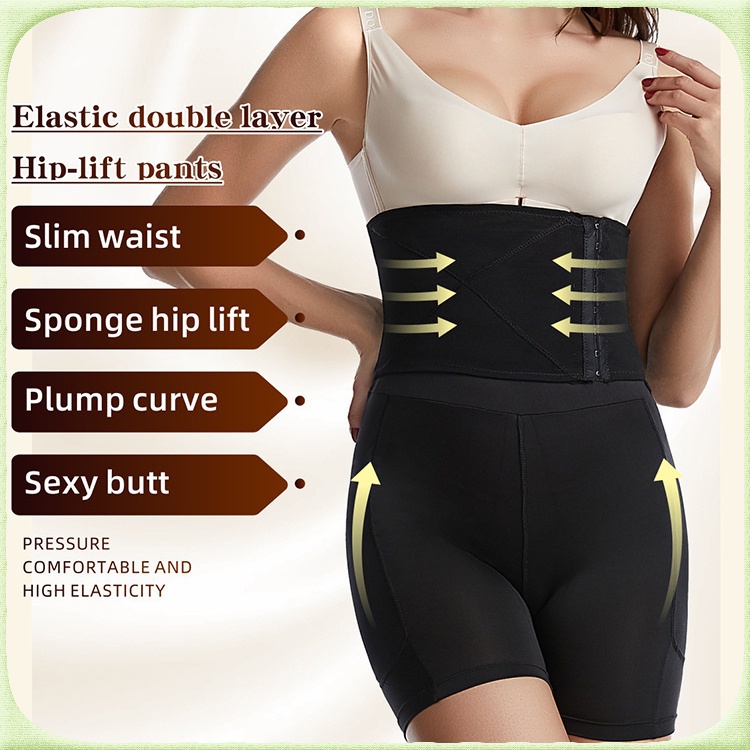 High waist body shaping abdominal compression pants enhanced breasted ...