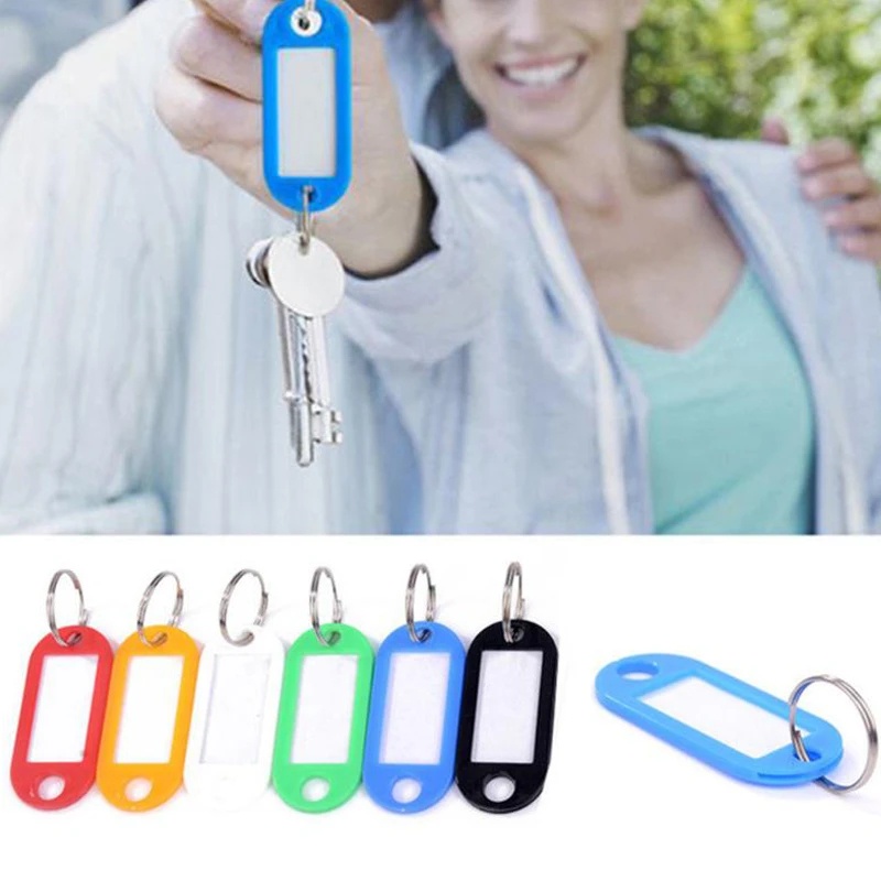 10Pcs Plastic Keychain Blank Key Ring Fobs DIY Name Tag for Baggage ...