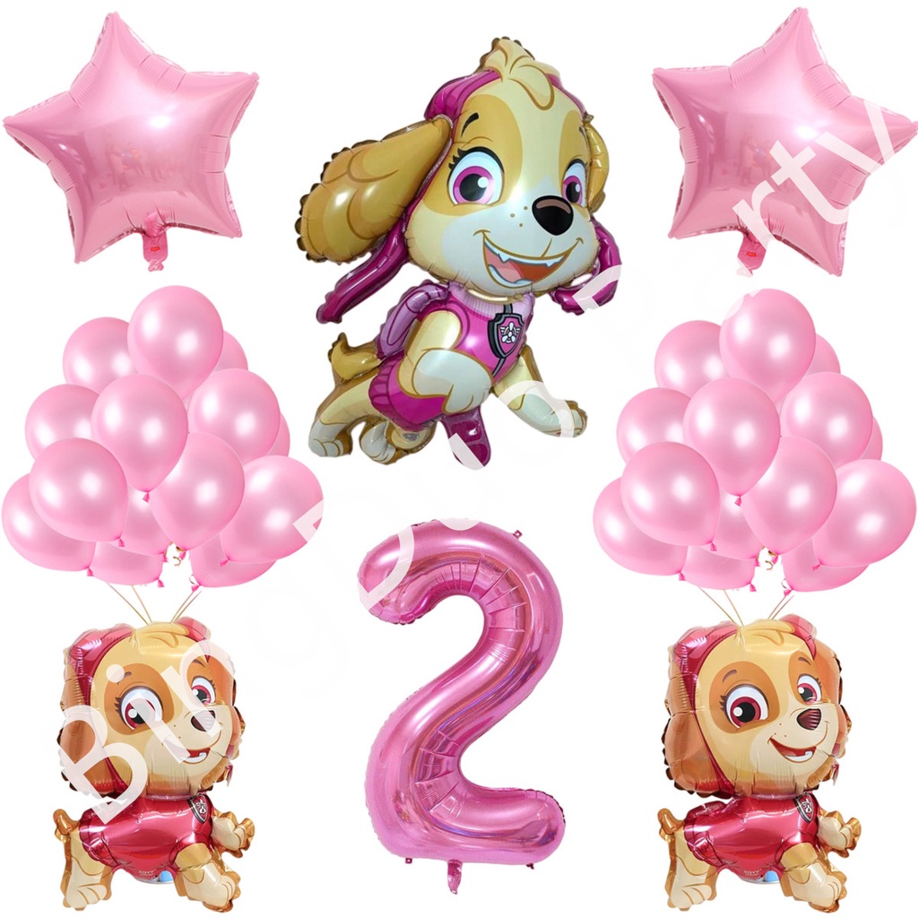 27pcs Set Paw Patrol Balloon Sky Foil Balloon Pink Latex Balloon 32inch ...