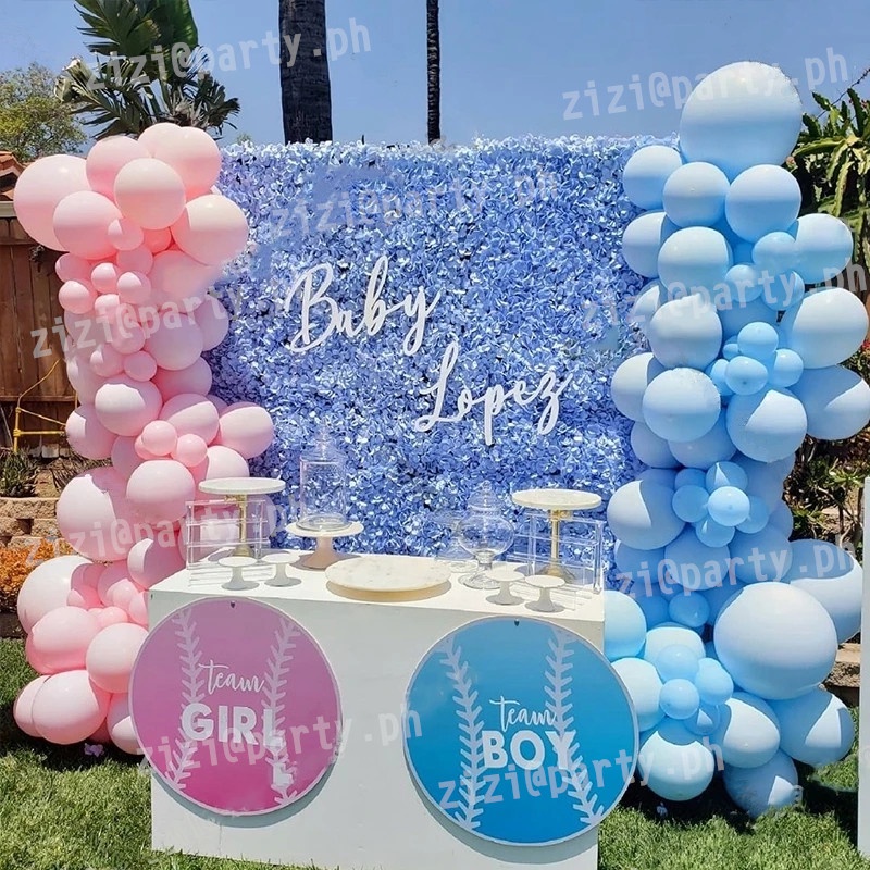 112pcs Set Coffee Pastel Blue Pink Gender Reveal Balloon Garland Kit 