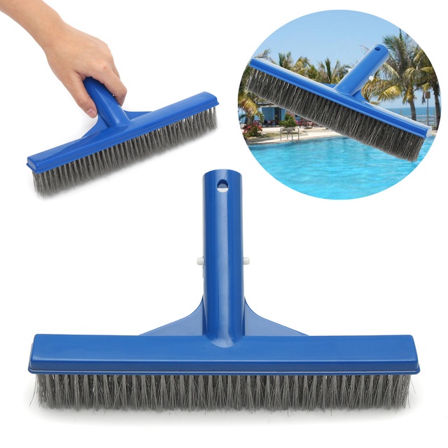 10 Inch Heavy Duty Stainless Steel Wire Pool Algae Brush For Concrete And Gunite Pools And