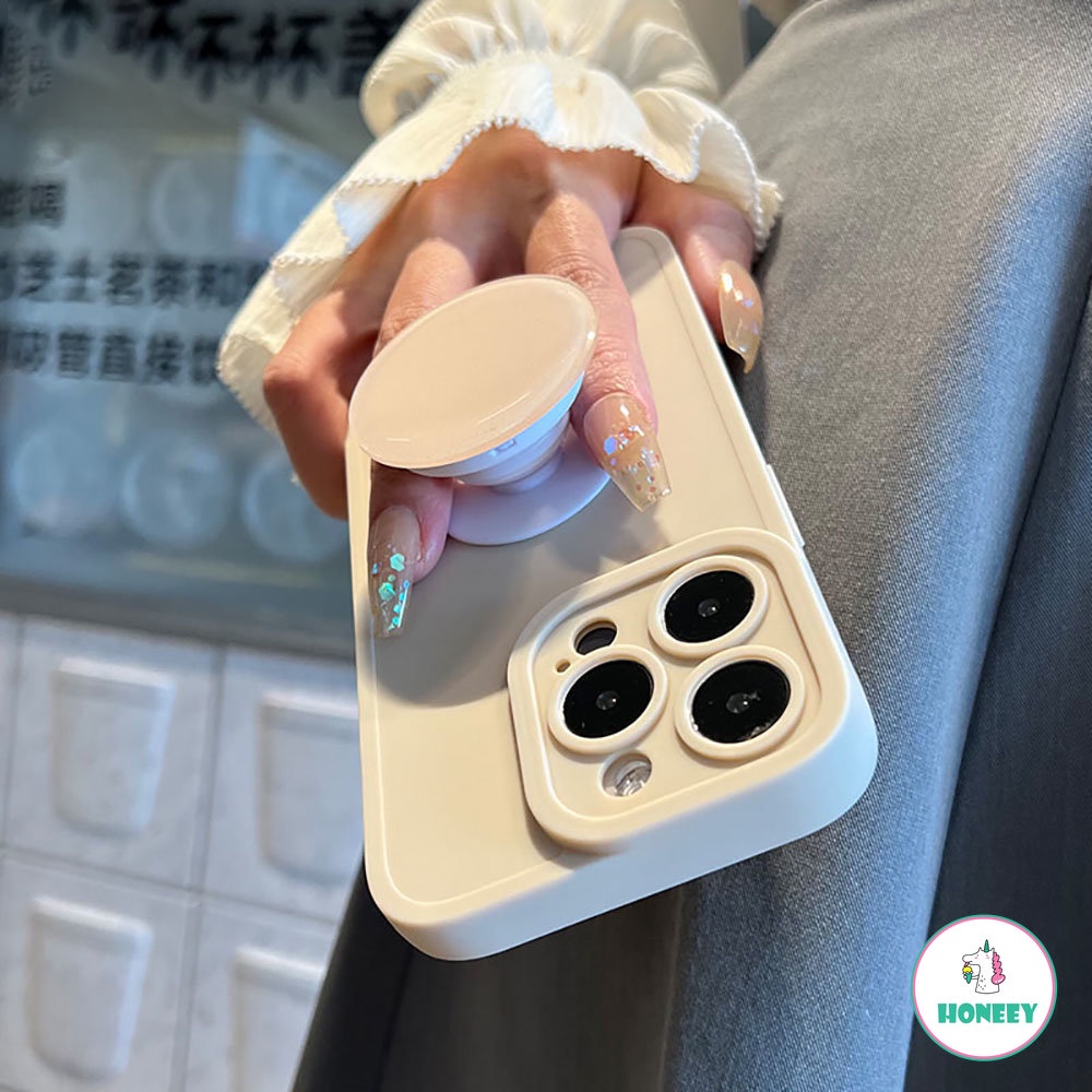 Vintage White Liquid Silicone Stand Mount Phone Case Compatible for