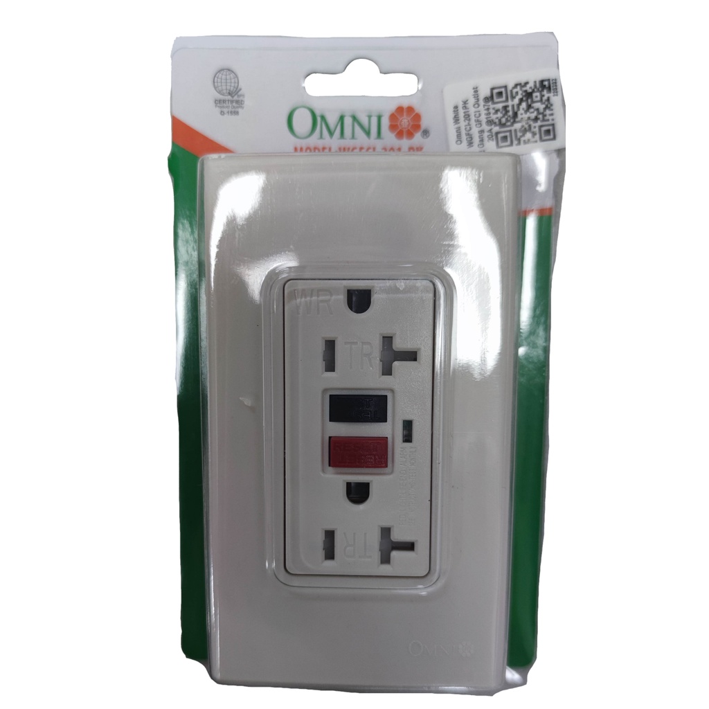 Omni GFCI 20A 220V 2 Gang GFCI Safety Outlet Ground Fault In White plate 20A WGFCI201PK