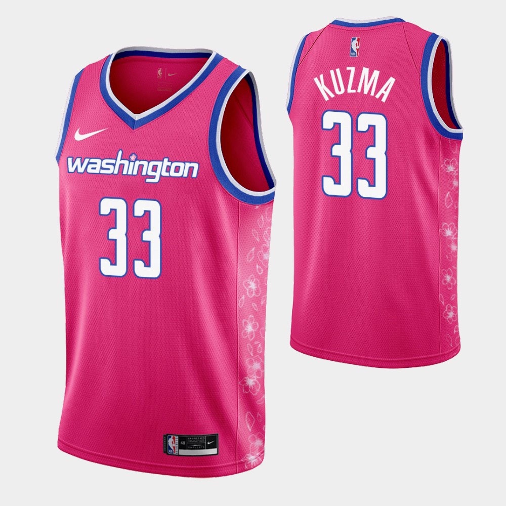 Nike Men's 2022-23 City Edition Washington Wizards Kyle Kuzma #33 Pink  Cotton T-Shirt