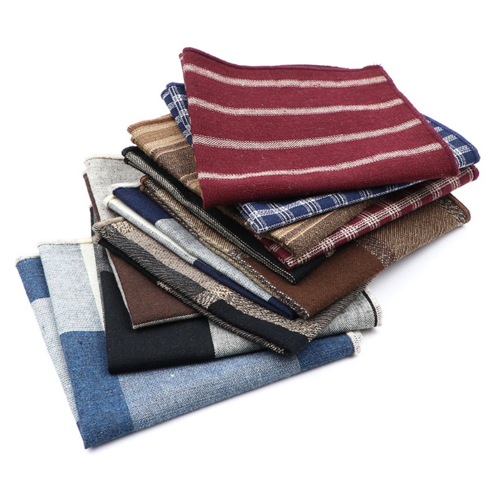 High Quality 100 Cotton Mens Handkerchief Striped Plaid Fashion Casual