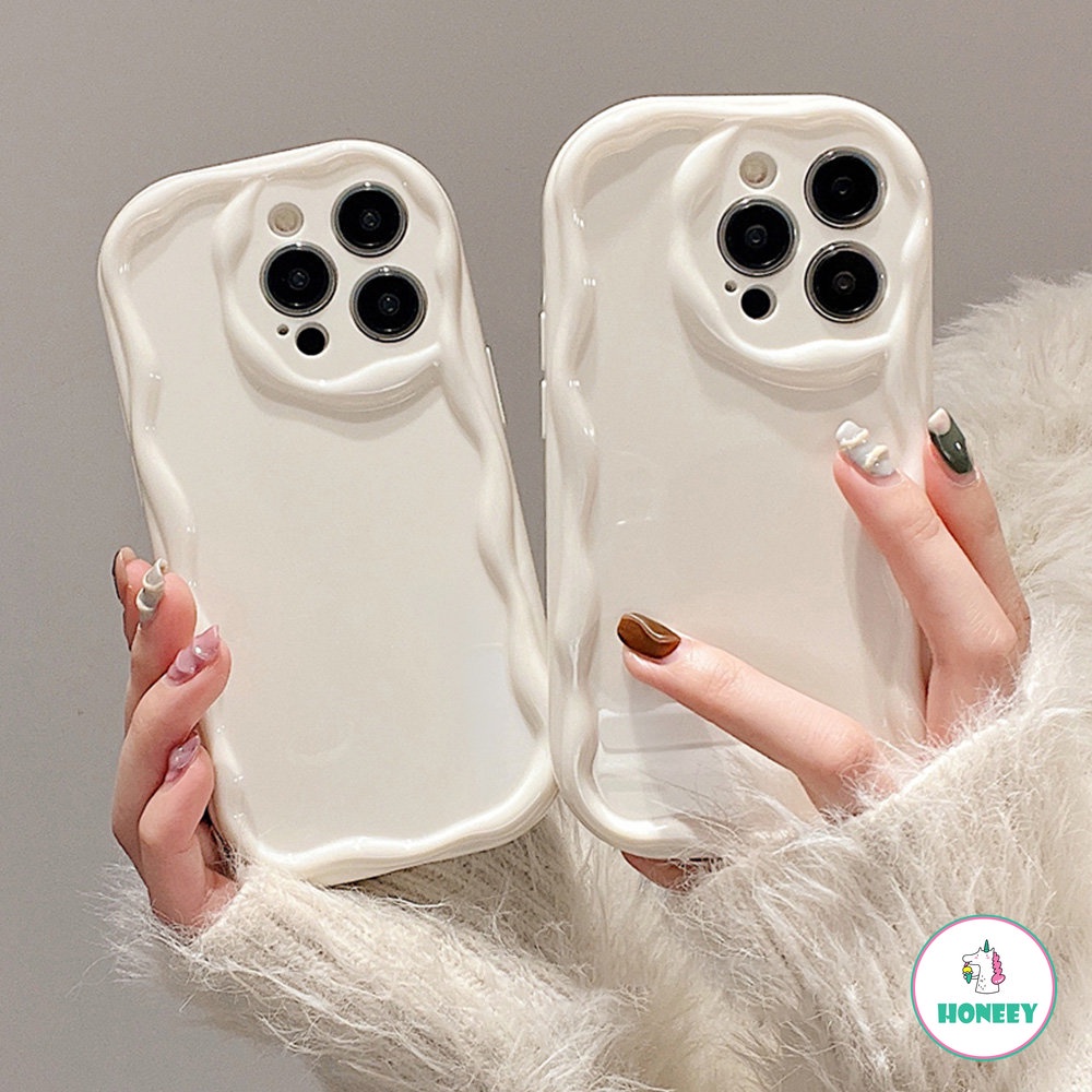 Luxury White Wave Frame IPhone Case Compatible for IPhone 11 Casing 14