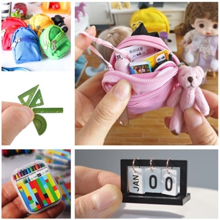 2 Pieces Mini Doll Backpack Toys with 12 Stationery Surprises Inside, Collectible Mini Backpack for Doll with Carabiner, Doll School Supplies Best