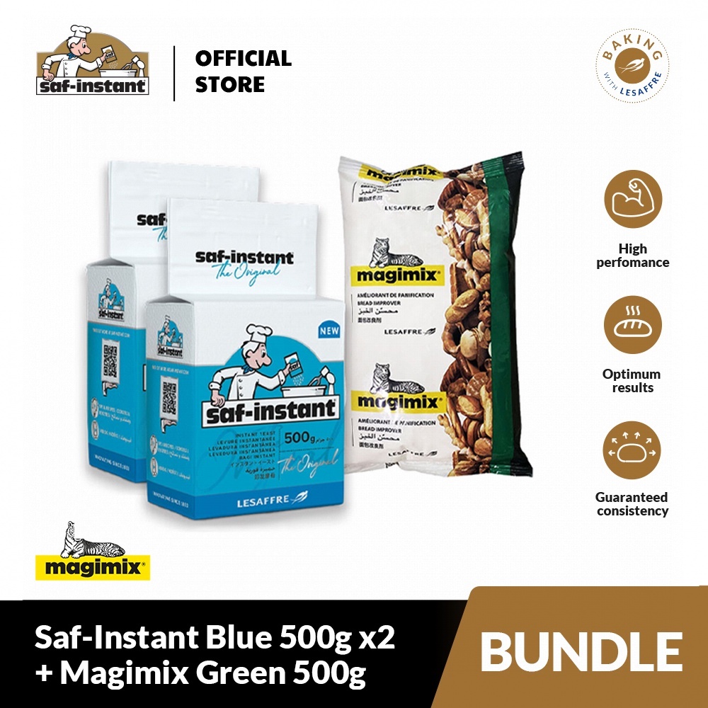 Lesaffre SafInstant Blue Instant Dry Yeast 500g X2 Plus Magimix Green