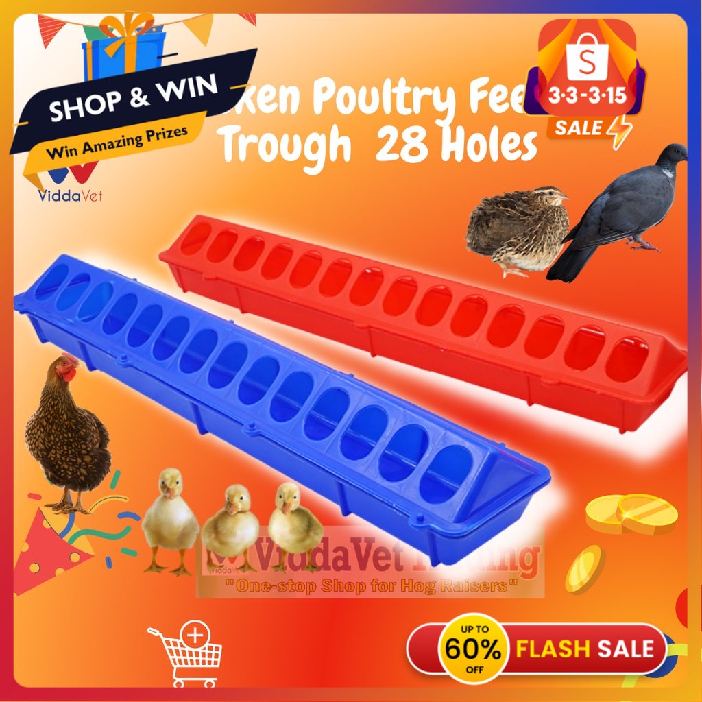 28 holes FlipTop 50cm Plastic Chick Poultry feeder trough Shopee