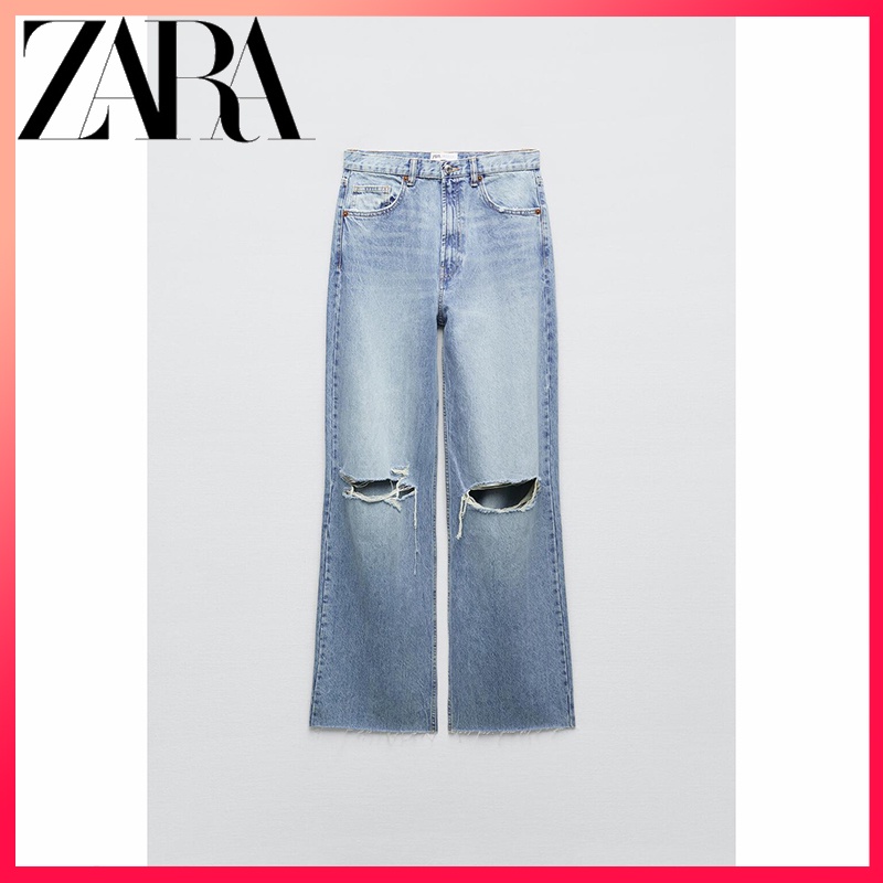 WDIRARA Women's High Waist Ripped Jeans - Casual Frayed Button Denim Pants