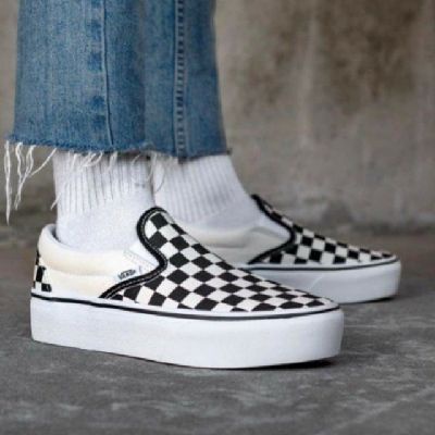 CKMH Vansorig Slip on Thick Bottom Black and White Chessboard Classic ...