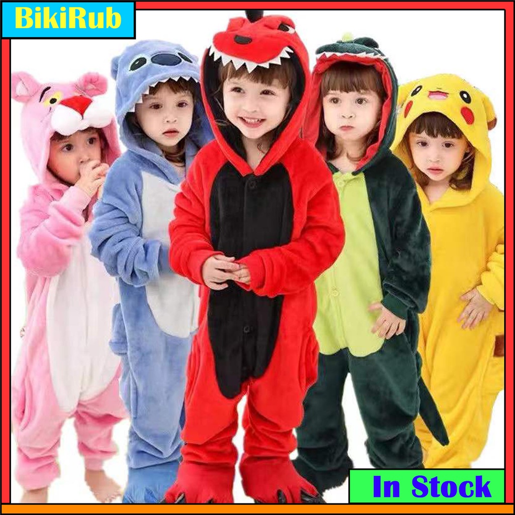 Kigurumi Stitch Dinosaur Pikachu Spiderman Panda Cartoon Onesies Kids
