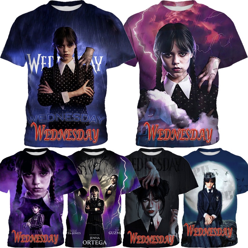 Girl's Shirts Wednesday Addams Costume Kids Short Sleeve T Shirt ...