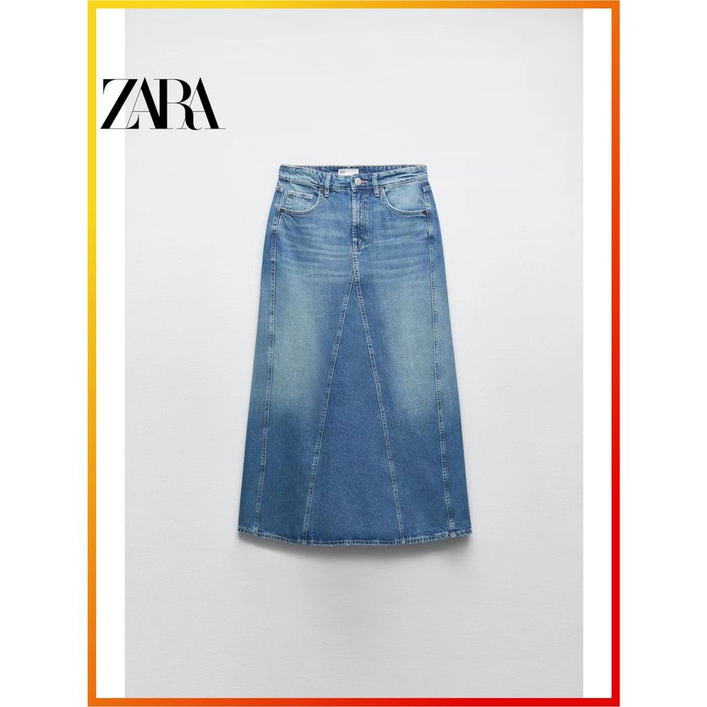 Zara New Trf Womens Mid Waist Denim Skirt 4365091 400 Shopee Philippines 8291