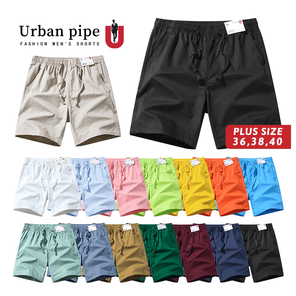 URBAN PIPE Plus Size Shorts For Men Plain Knee-Length Short 100% Cotton ...