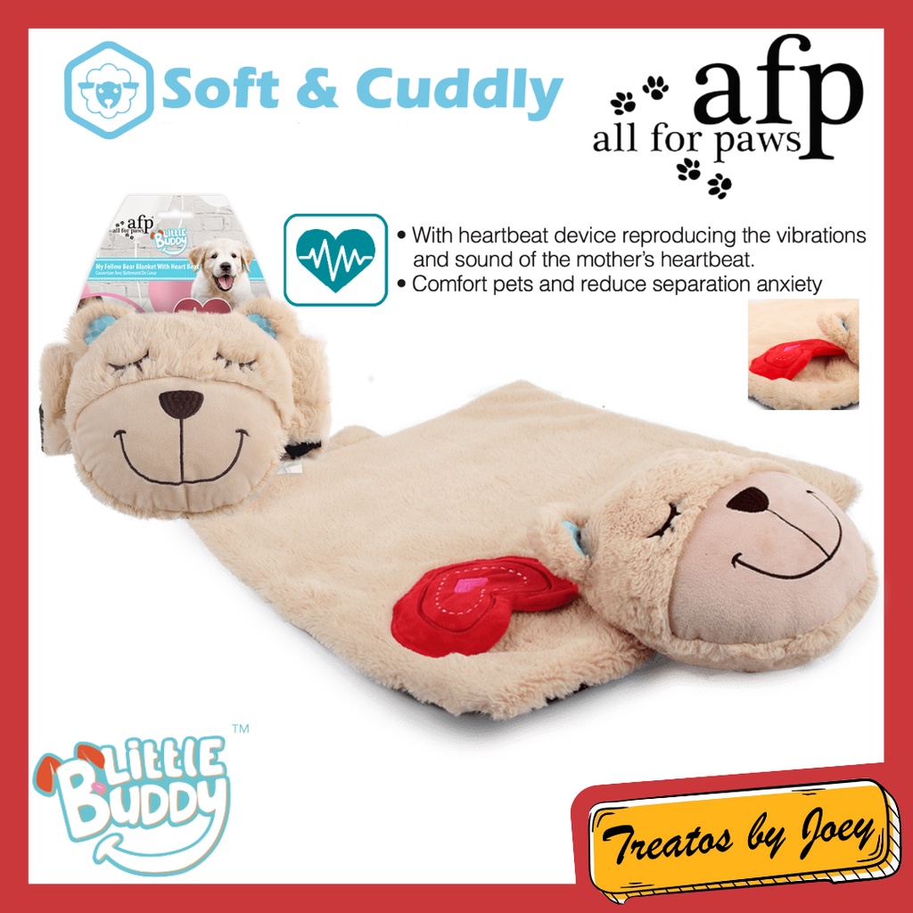 All For Paws AFP PUPS BEAR BLANKET HEARTBEAT Dog Toy Cute Puppy Pet Cat
