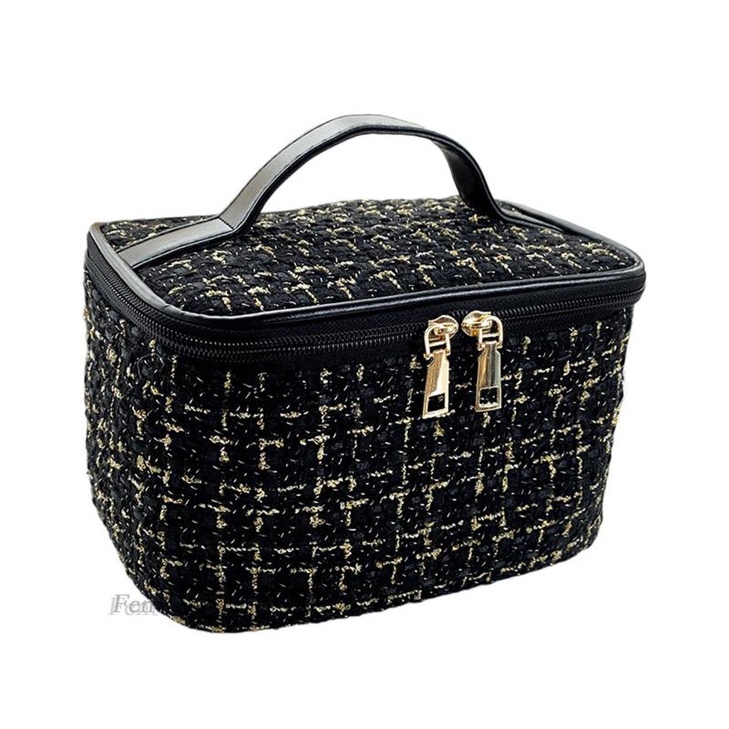 [Fenteer1] Makeup Organizer Tote with Zipper Toiletries Accessories for