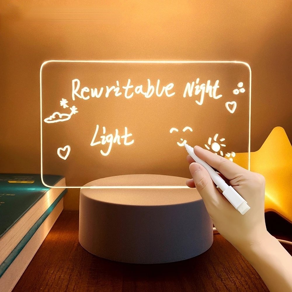 USB Note Board Lamp with Erasable Pen Led Night Light Desktop ...