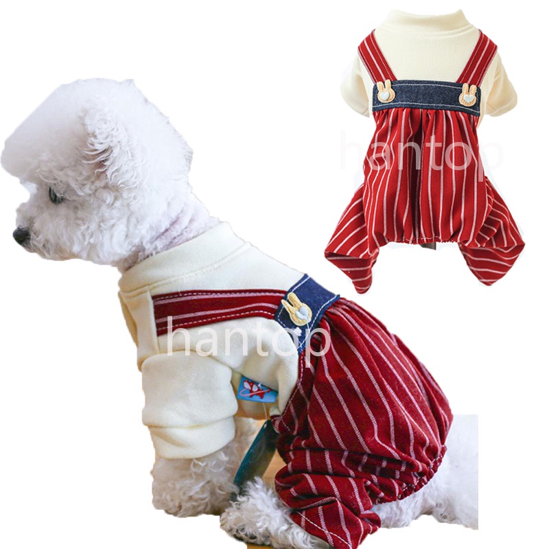 Dog Jumper Clothes for Shih Tzu Male Cartoon Rabbit Pet Clothing Red
