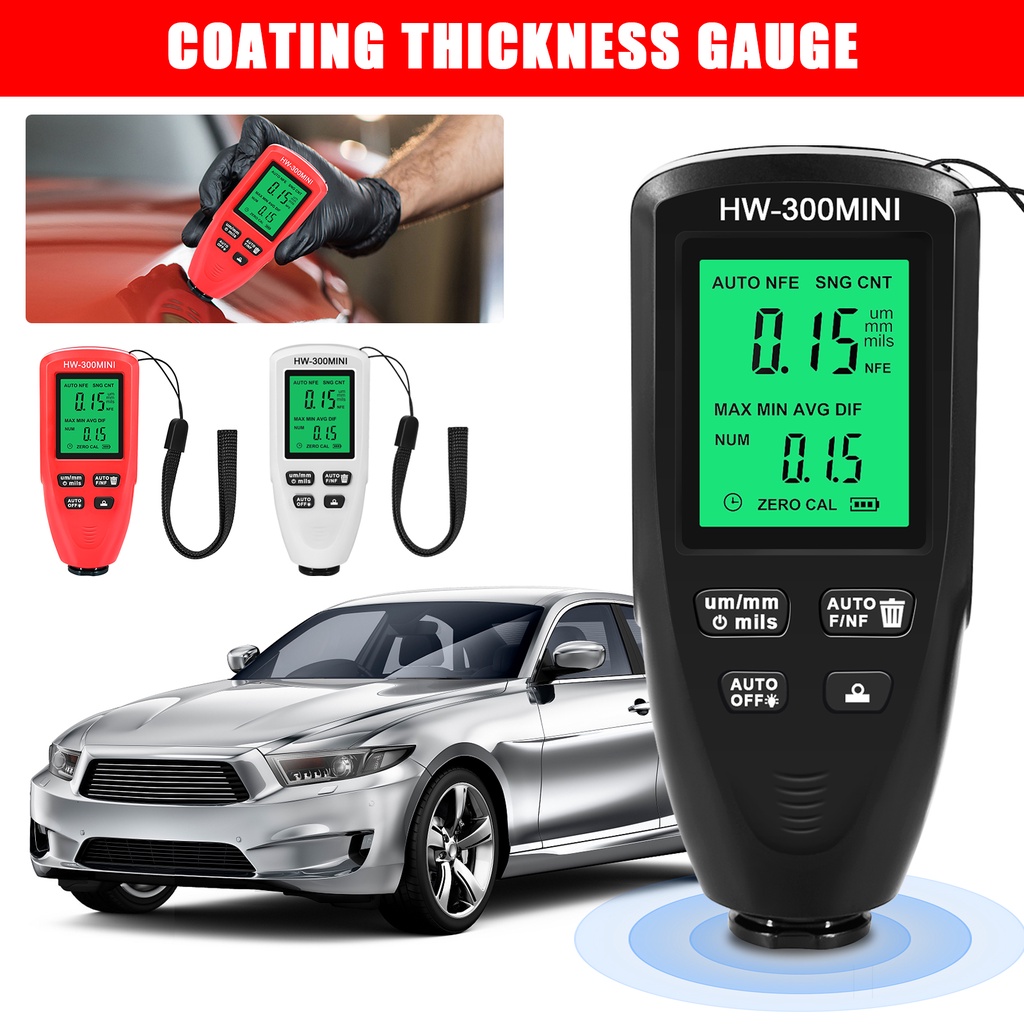 Car Paint Tester Coating Thickness Gauge with Digital LCD Backlight ...