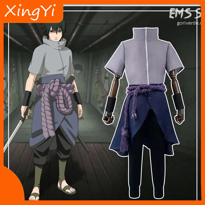 Naruto Uchiha Sasuke Anime Cosplay Costume for Unisex Waist Rope Hand
