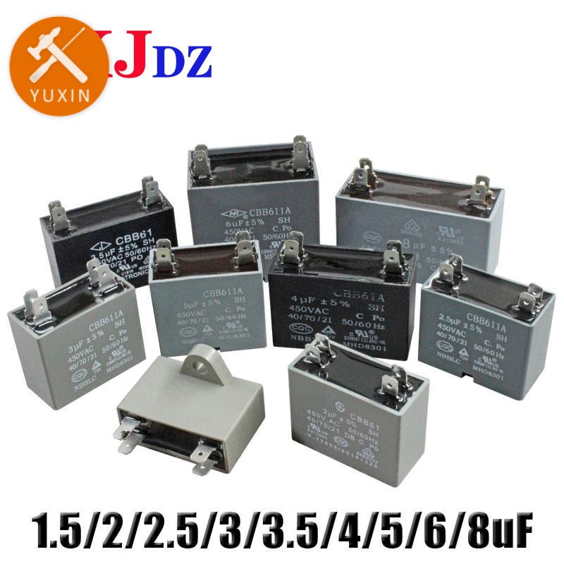 CBB61 Air conditioner external fan starting capacitor 1.5/2/2.5/3/3.5/4/5/6/8uF 450V motor