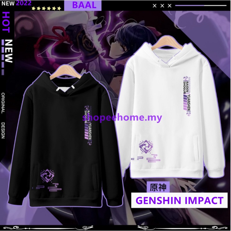 2022 New Anime Genshin Impact Raiden Shogun Baal Hoodie Japanese Men's ...