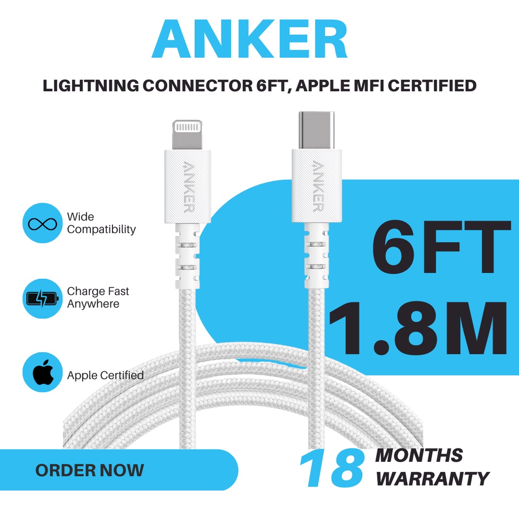 Anker PowerLine Select+ USBC to Lightning Cable 6ft Durable Nylon