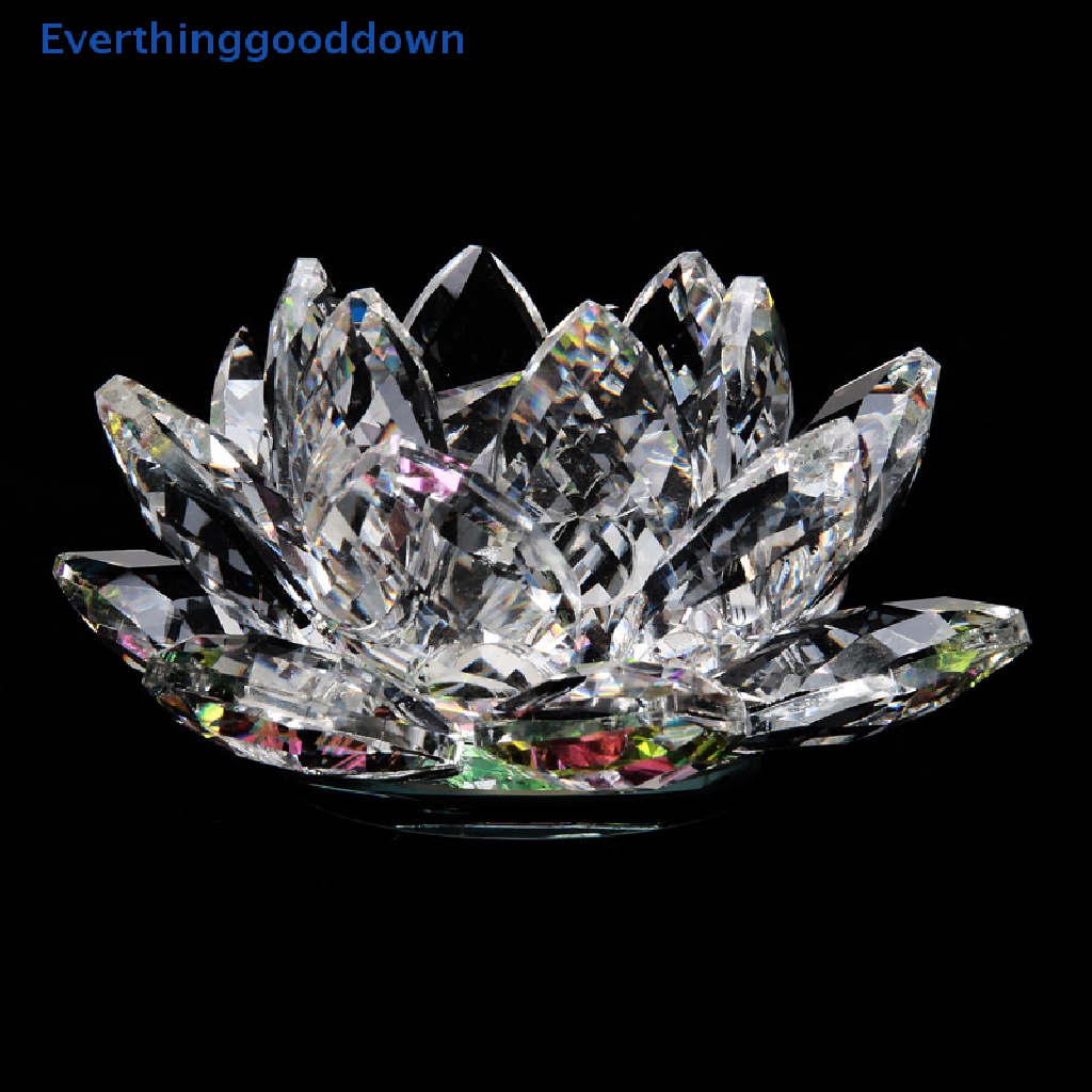 EVERTHING 60mm Crystal Lotus Flower Crafts Glass Fengshui Ornaments ...