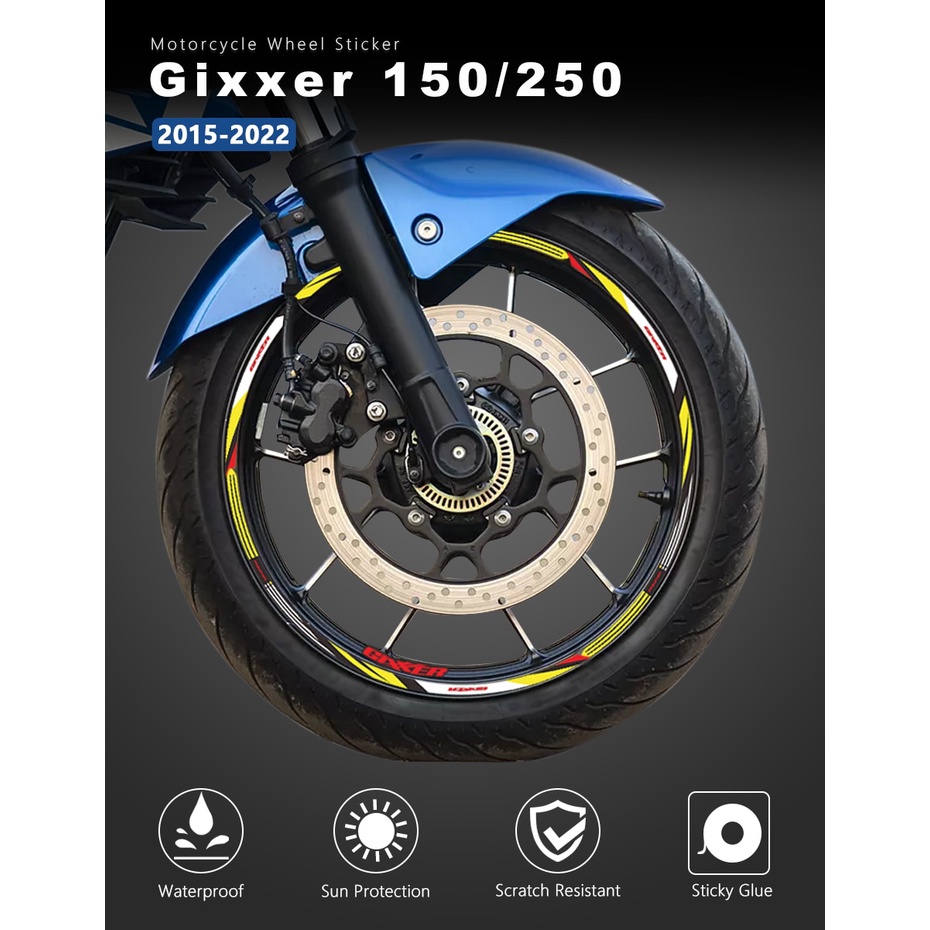 Motorcycle Wheel Sticker Waterproof Rim Stripe Gixxer SF 250 2022 for ...