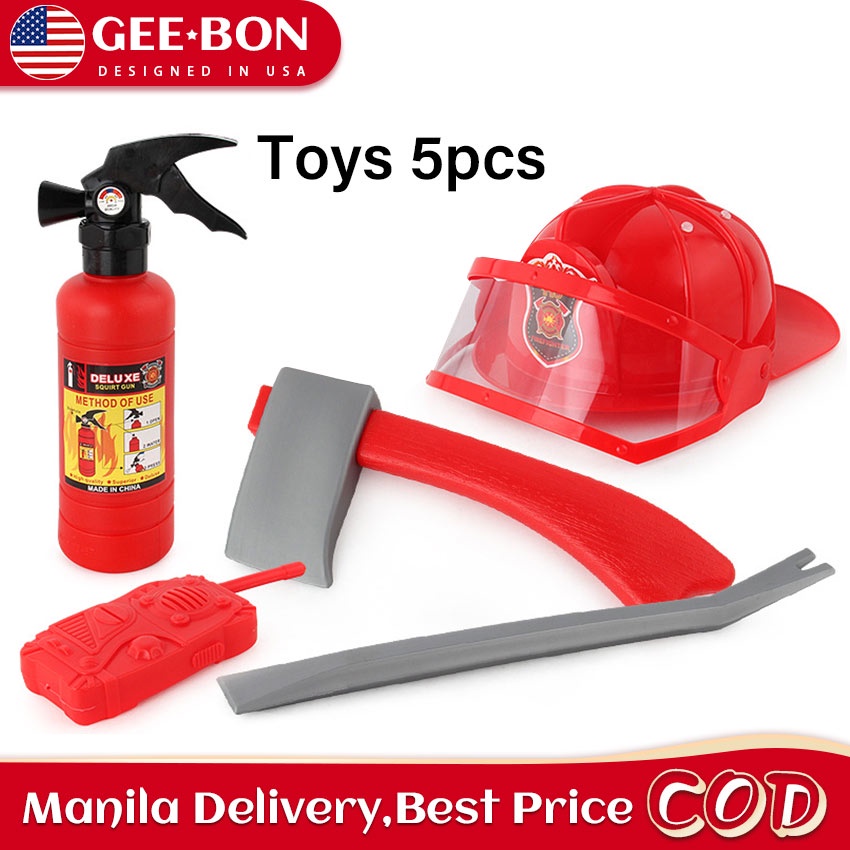 GEEBON 5pcs Firefighter Cosplay Toys Kit Fireman Helmet Fire ...