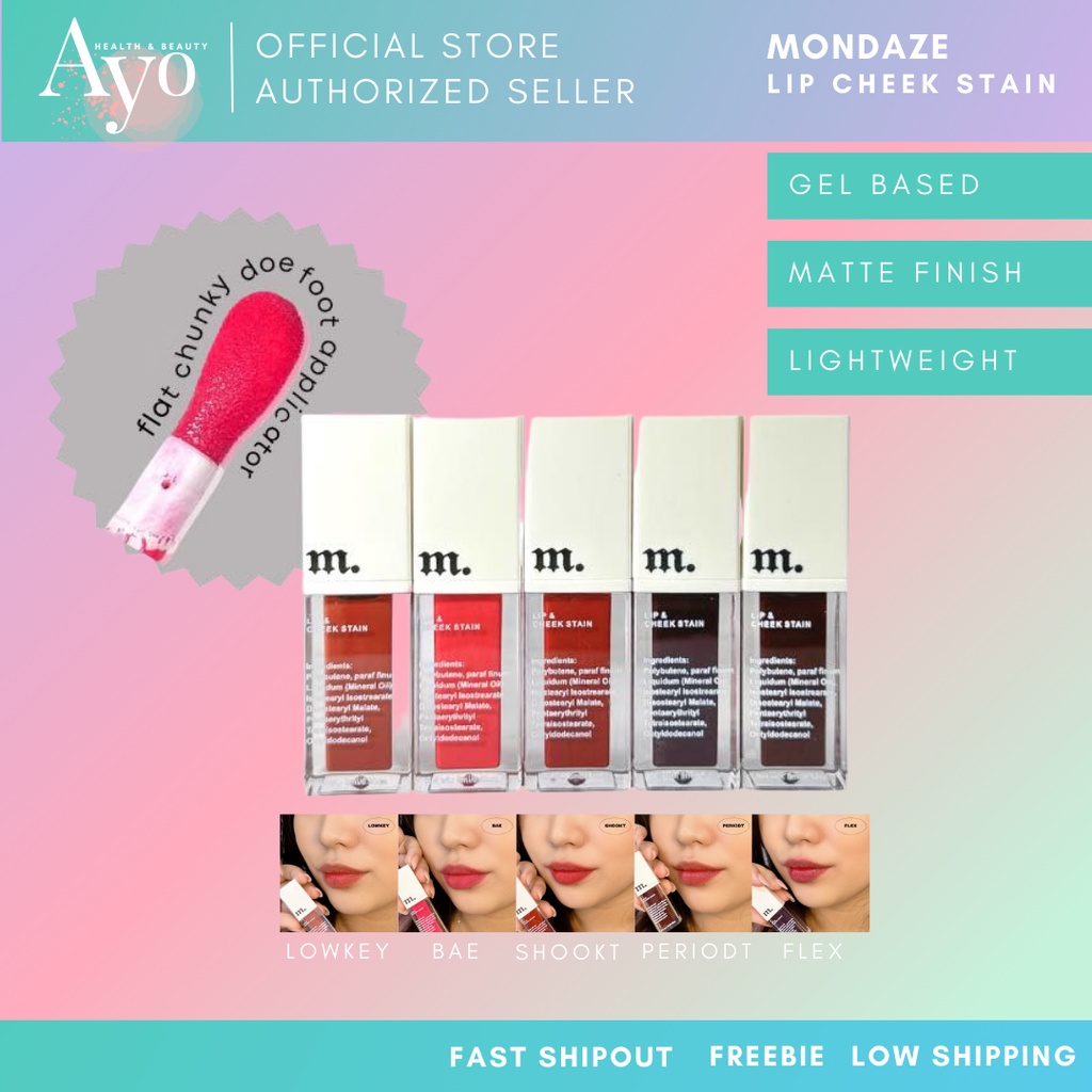 Lip & Cheek Stain by Mondaze Matte, pigmented soft on the lips and
