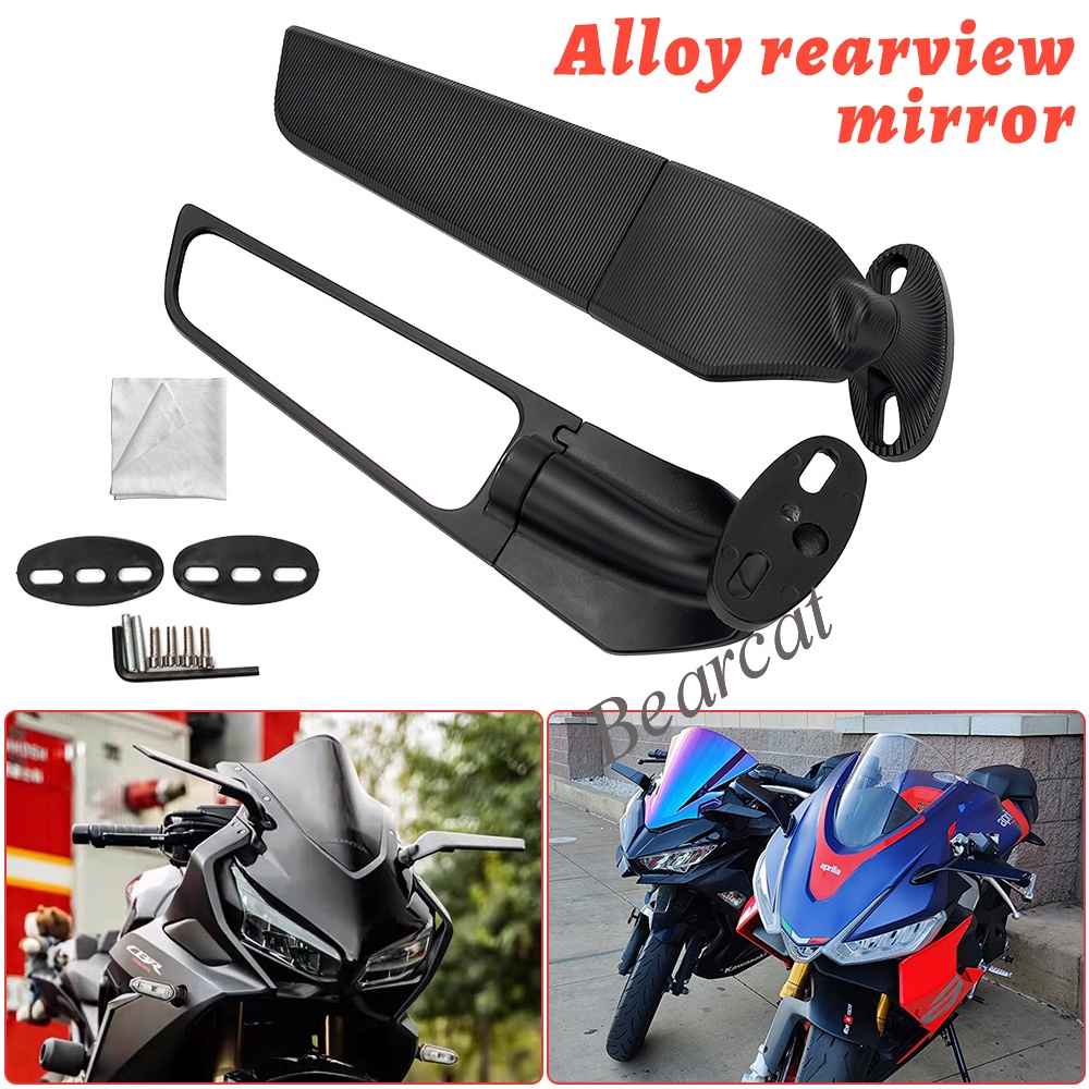 XINGWU Stealth Motorcycle Mirrors – Adjustable Rear View & Wind Wing For Kawasaki Z900, Z650, KTM Duke, MT-07, MT-09 & More